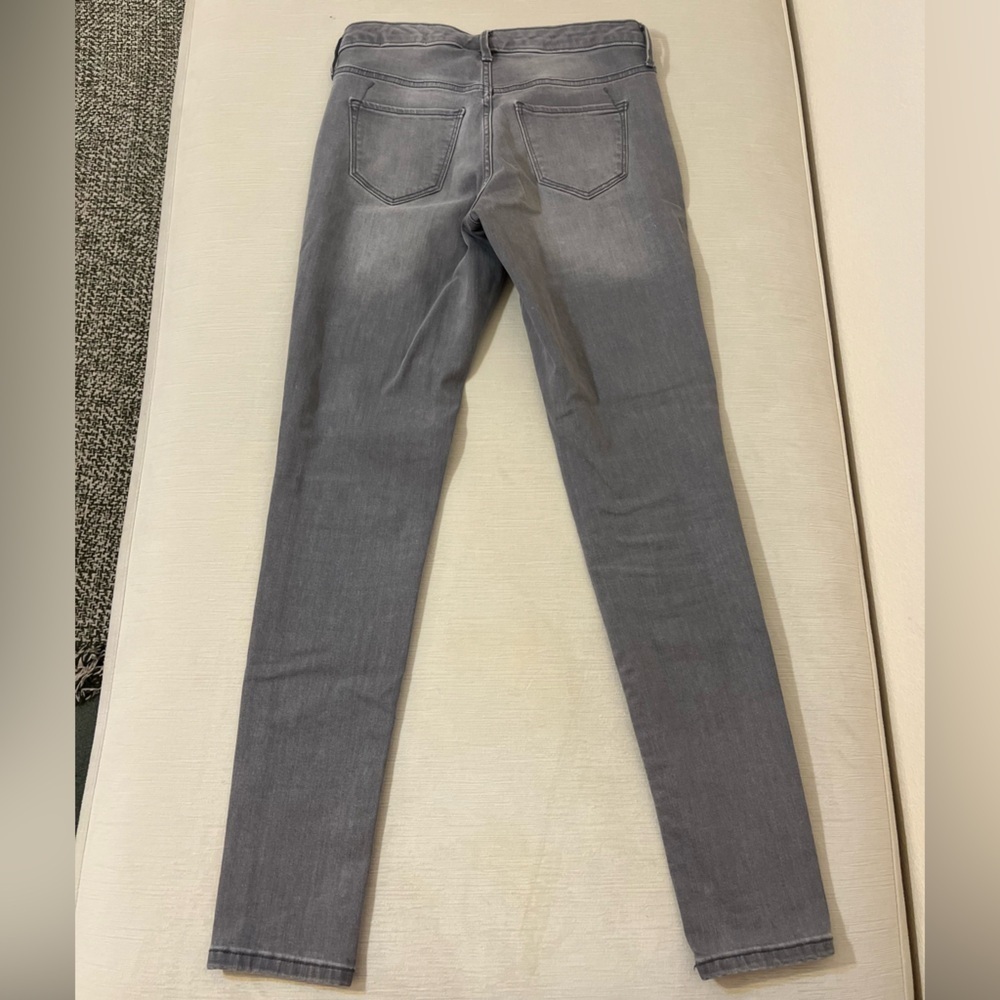 Gray Wash Moto Skinny Jeans Ribbed Biker Knee Y2K Rock Chic Grunge Streetwear - Picture 2 of 9